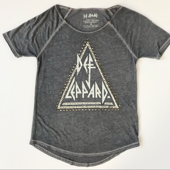 Lucky Brand Def Leppard Studded Graphic Tee XS - Picture 2 of 5
